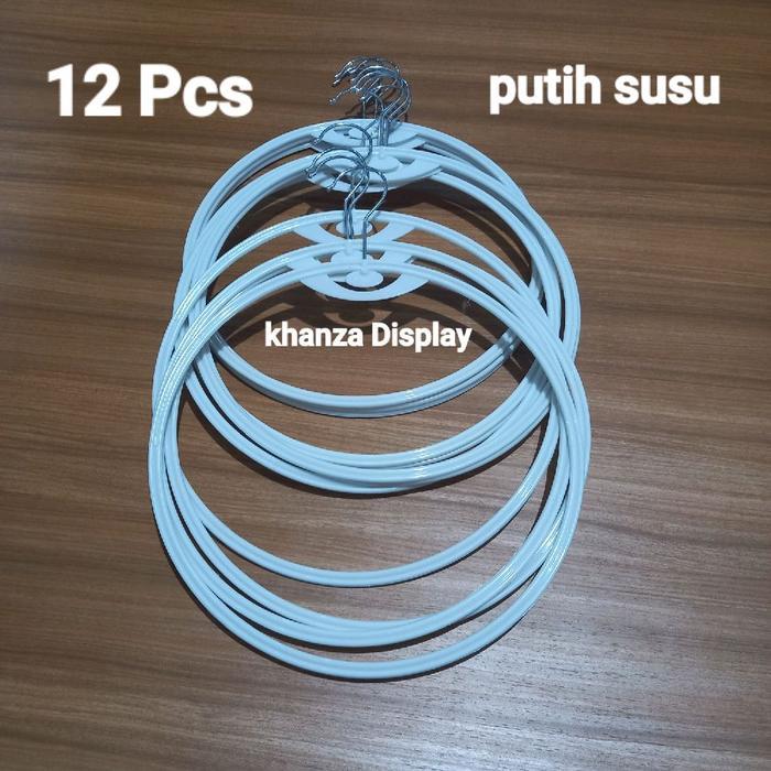 New Gantungan Kerudung Jilbab kimar jilbab bergo Dewasa super white 1 lusin Hanger Putih Plastik