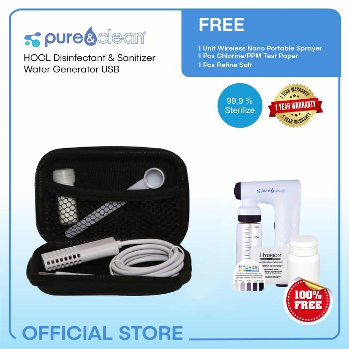 Draviellon Usb Disinfectant Water Generator+Nano Spray Bottle - Pure & Clean Hocl Terbaru 