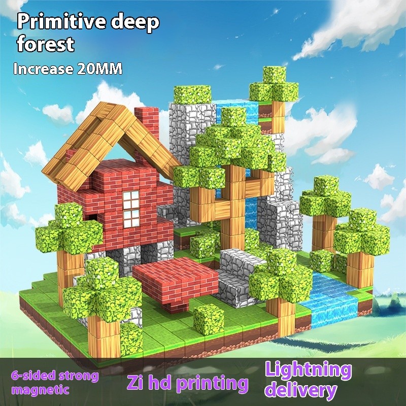 3D Magnetic Building Blocks Pixel Cube World Model Magnet Creative