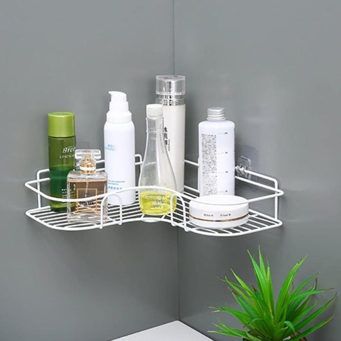 Rak Dapur/ Rak Kamar Mandi/ Rak Sudut Kamar Mandi Tempel Tanpa Paku