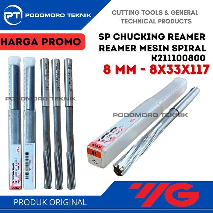 Reamer 8 mm H7 / Sp Chucking Reamer 8mm Mesin Reamer Merk YG1