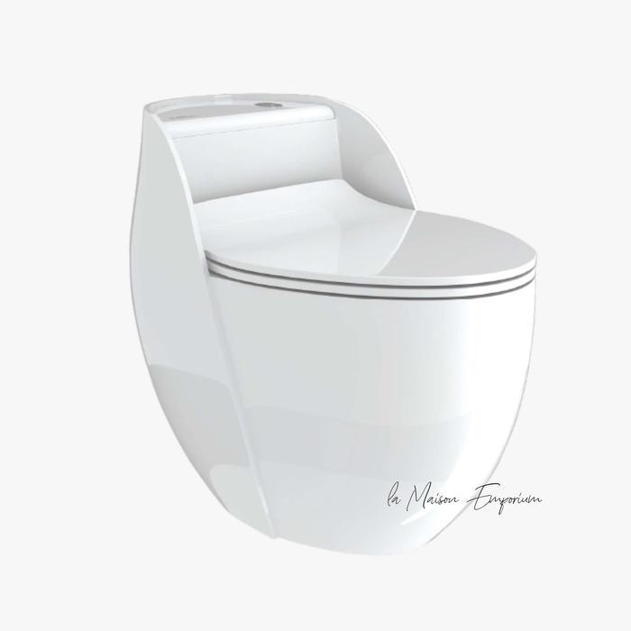 Kloset Duduk One Piece Icepol Eggstra Putih Hitam Abu Grey Gold Emas / Closet Toilet Model Telur - P