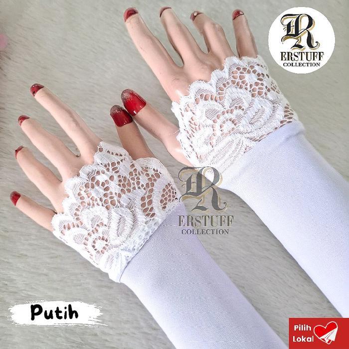 Handsock Jempol Renda Brukat Senada / Manset Walimah Cantik Muslim Panjang Terlaris