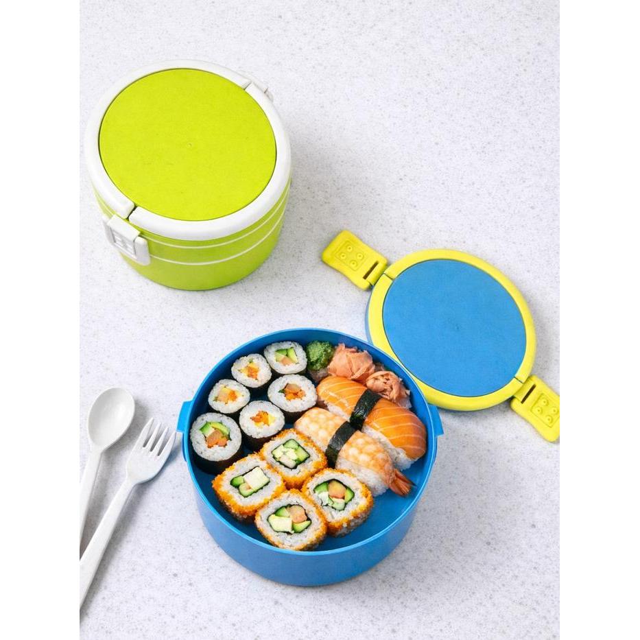 lunch box/Kotak Makan 2 Tingkat Tempat Bekal Makan Double Layer Food Grade Lunch Box Susun Bahan