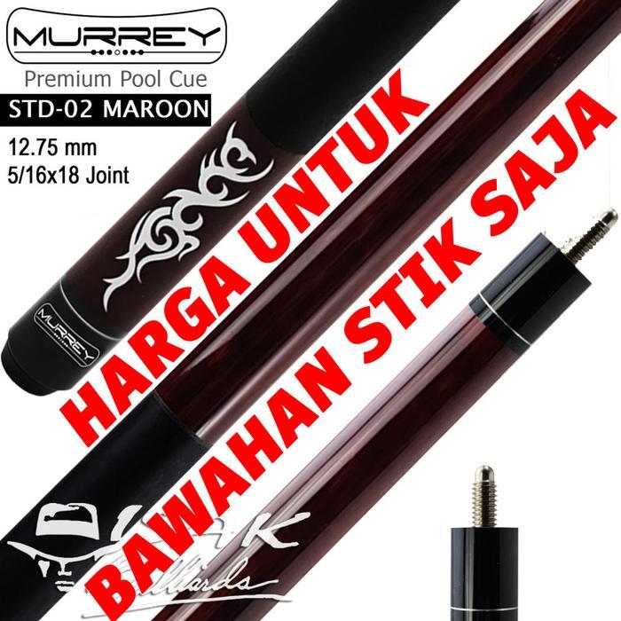 (BUTT ONLY) Murrey STD-2 - Maple Pool Billiard Cue Stick - Stik Biliar - Maroon