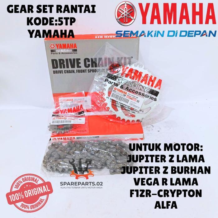 GEAR SET RANTAI ORIGINAL YAMAHA KODE 5TP, GEAR SET JUPITER Z LAMA, JUPITER Z BURHAN, VEGA R LAMA,