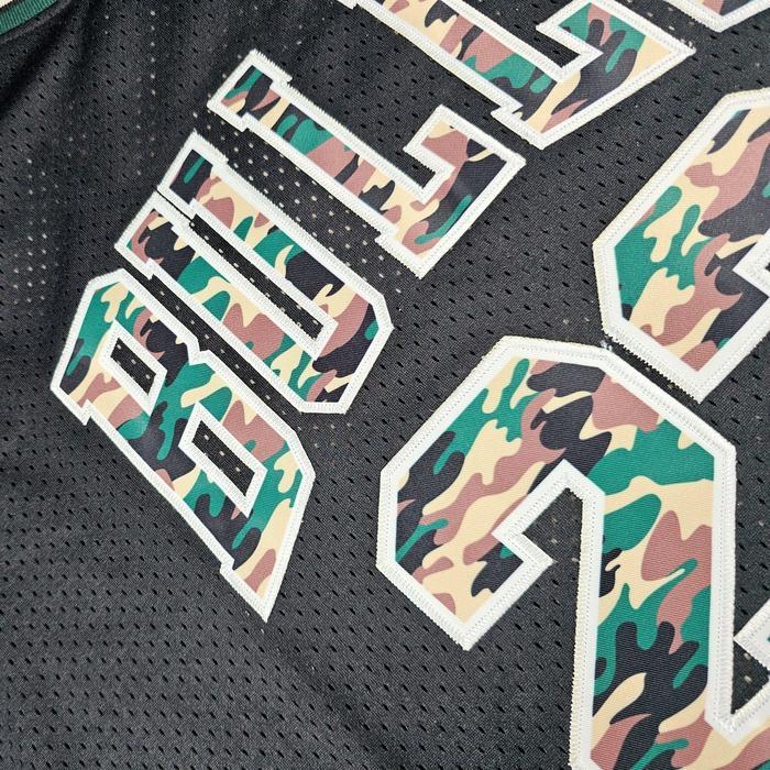 TERBARU BORDIR Jersey Retro Basket - MJ #23 - Black Camo Bulls Baju Basket BISA GOSEND
