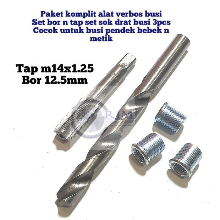 TERLARIS PAKET KOMPLIT VERBOS BUSI SET TAP N BOR SET SOK DRAT BUSI PENDEK MOTOR BEBEK N METIK DRAT