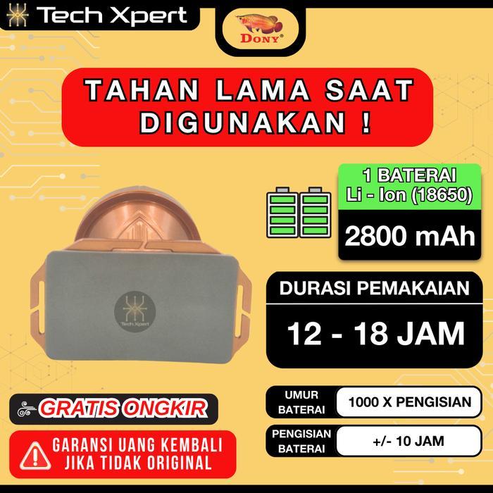 Senter Kepala Led Dony 20 Watt + Cob Sr-720 "Coklat Metalik" Ori Super Terang Anti Air Outdoor