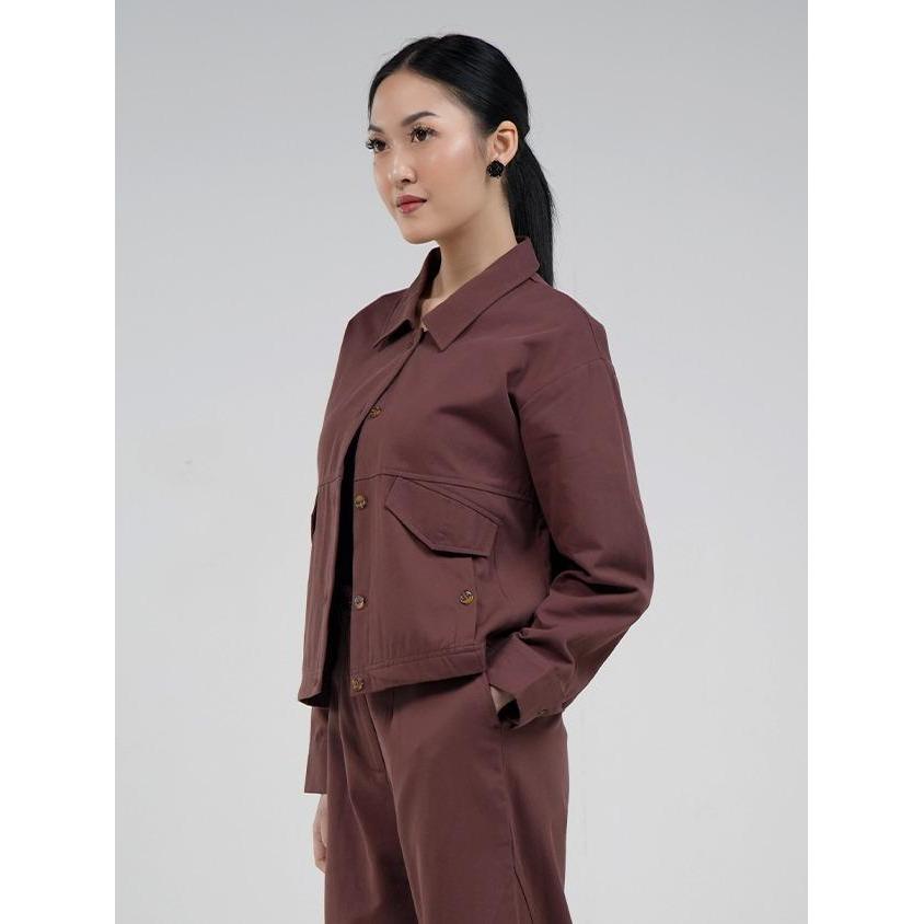 Hardware Clothing Atasan Jaket Wanita Hardware Cropped Jacket Loose Big Pocket