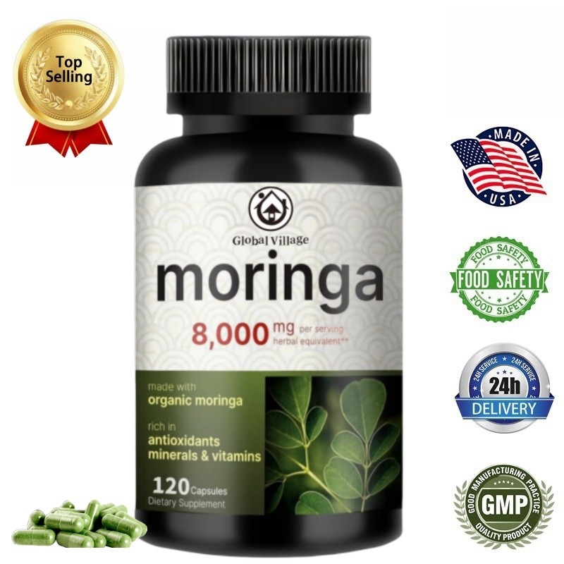Moringa Capsules 8000mg Per Serving, 120 Capsules 4 Month Supply, Made With Moringa Powder Organic
