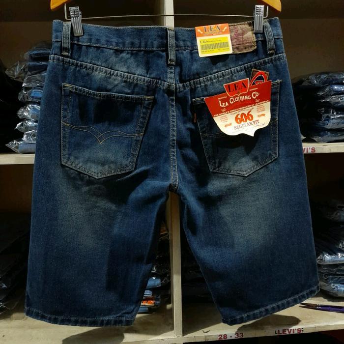 celana jeans pendek pria lea 606 original denim Retro Standar Distro