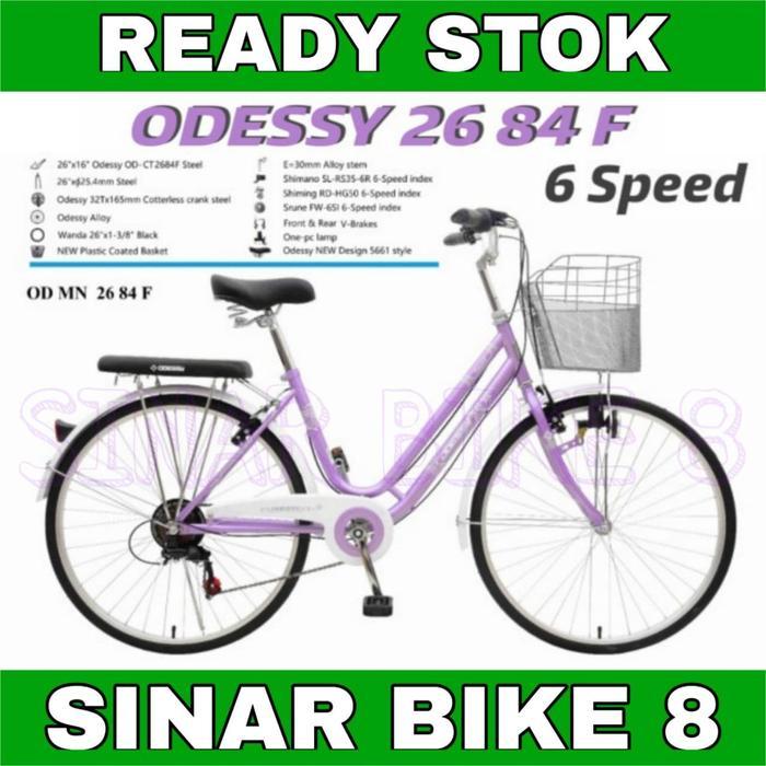 Sepeda Keranjang Dewasa ODESSY 26 84 F Ukuran 26 Inch Mini 6 Speed - Ungu