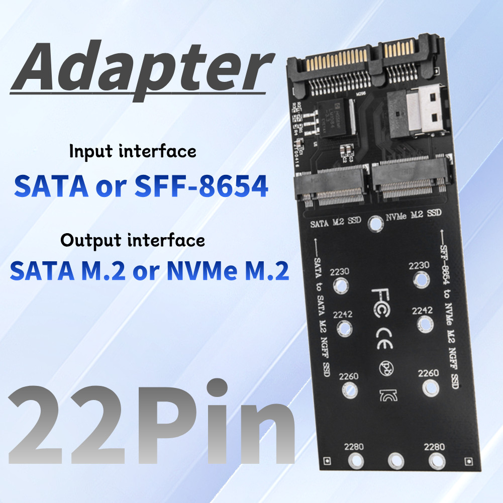 M.2 To SATA Adapter SFF-8654 To M2 NVME SSD 22Pin SATA To M2 Expansion Card Converter Riser Board
