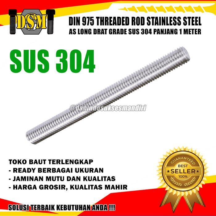 SS 304 / As Drat Stainless M16 / Long Drat 16 MM / Thread Rod M16x1 Meter SUS Steel
