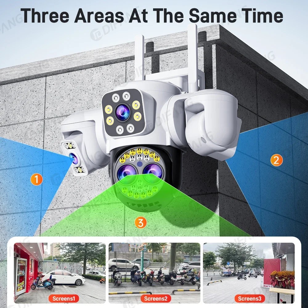 Yoosee WiFi Camera Outdoor Three Screen Four Lens 10X Zoom Auto Tracking Yoosee CCTV Onvif Security