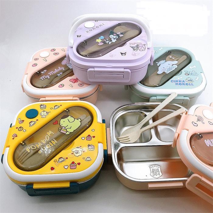 NEW PRODUK KOTAK MAKAN STAINLESS 304 SEKAT KARAKTER KUROMI CINNAMOROLL POMPOMPURIN AMAN TAHAN