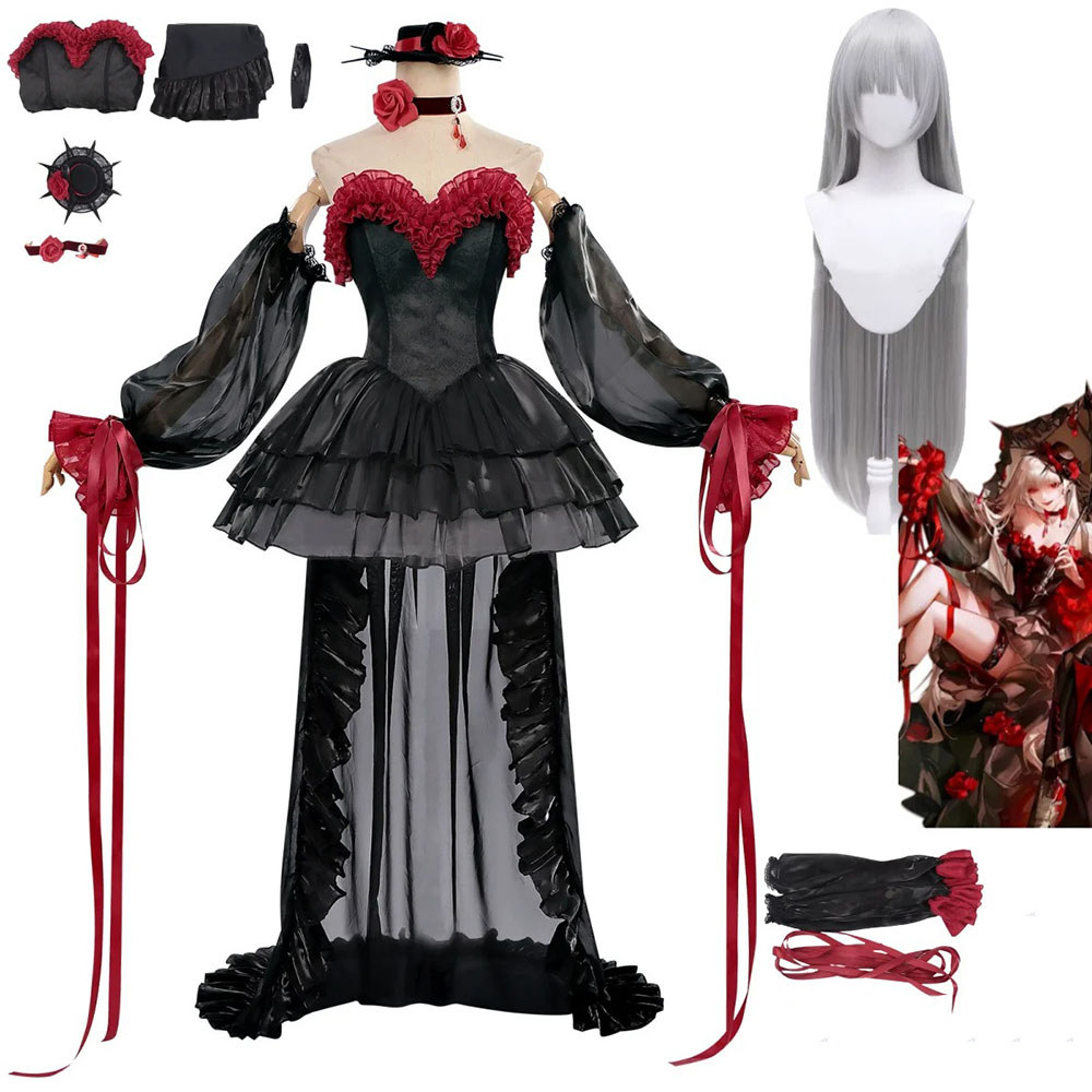 Cosplay Costume Anime Game Path To Nowhere Coquelic Black Lolita Princess Dress Wig Woman Sexy Cute