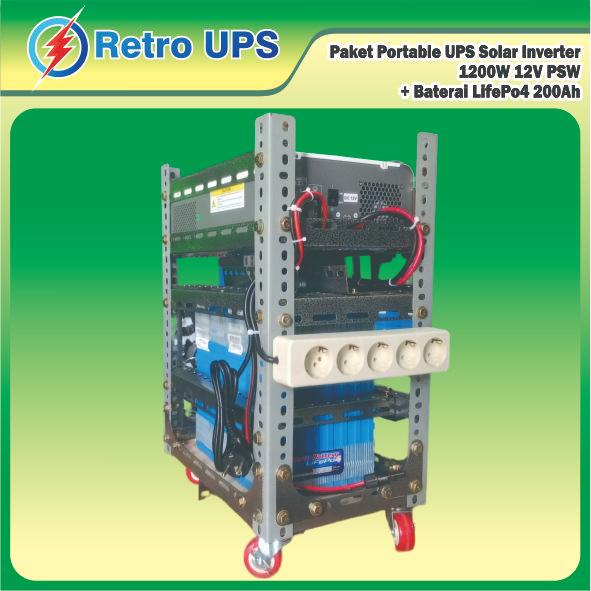 Paket Inverter Hybrid Solar Panel 1200W | UPS Backup Listrik Otomatis Server WiFi RT RW Net + Batera