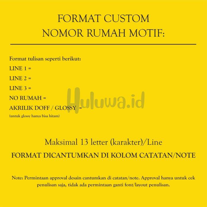Nomor Rumah Acrylic / Nomor Rumah Akrilik Unik / Nomor Rumah Motif