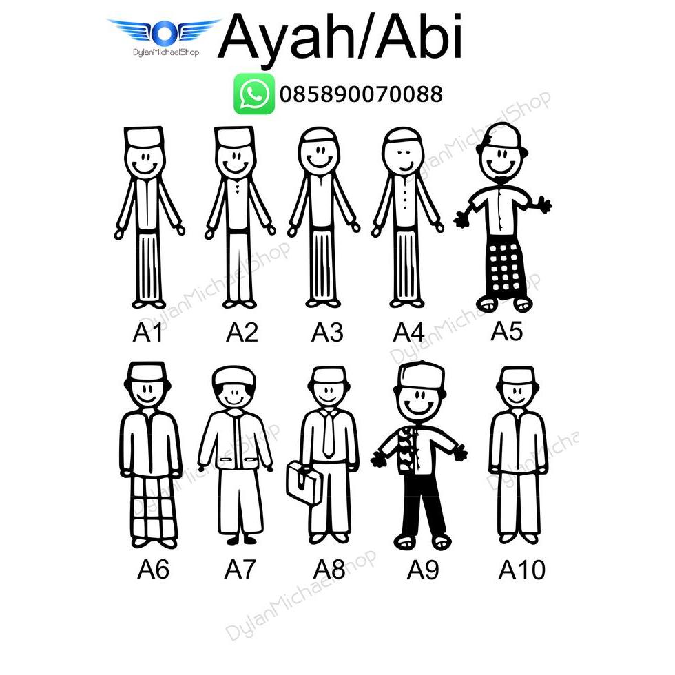"New" Stiker Kaca Mobil Happy Family Keluarga Muslim (sticker)