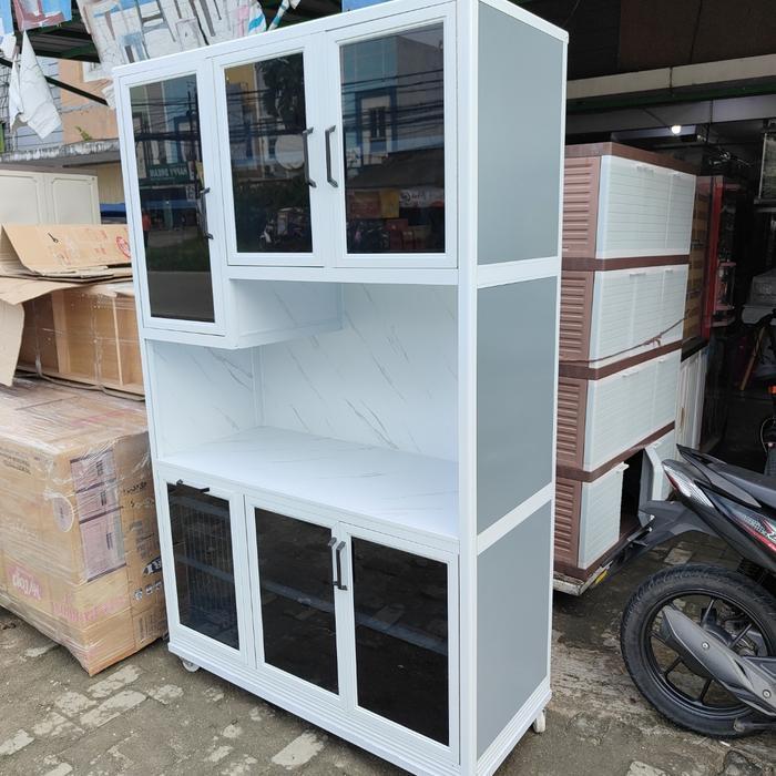 Rak piring alumunium acp kokoh / lemari sayur / rak dapur minimalis / lemari dapur aluminium - 180x5