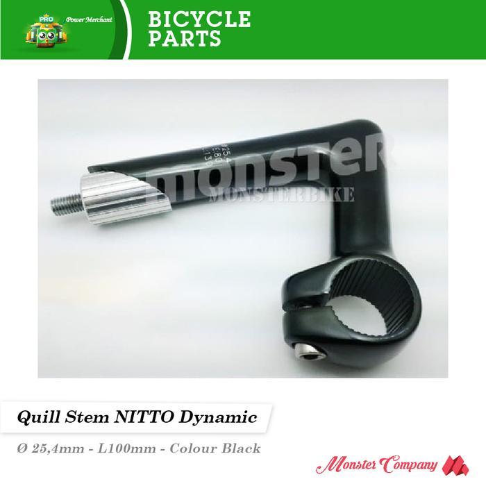 NITTO Dynamic Quill Stem 25.4 100mm Stem Sepeda Klasik, Hitam Elegan