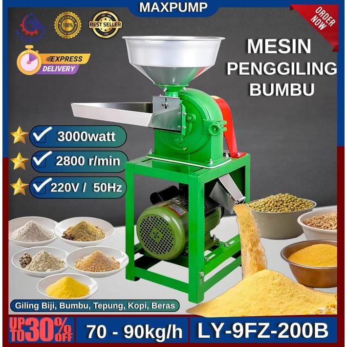 NEW PORODUK MAXPUMP MESIN BUBUK TEPUNG PENGGILING BUMBU MAKANAN KOPI BERAS DAGING KITCHENWARE 3KW