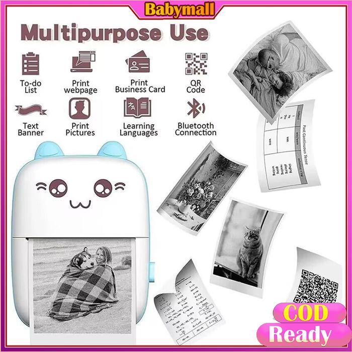 Mini Thermal Printer Bluetooth Mini Pocket Printer Wireless Label Maker Printer Label Tanpa Tinta