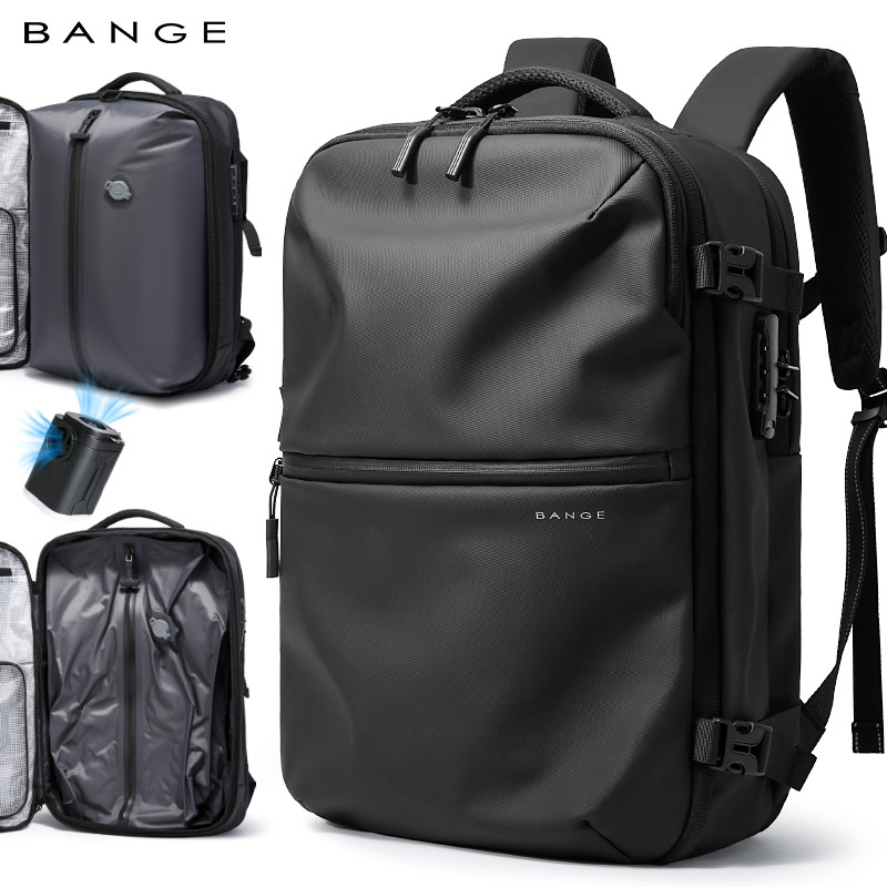 Tas Ransel Anti Maling BANGE untuk Pria dengan Kompresi Vakum, Cocok untuk Laptop 15.6 Inci, Bisnis,