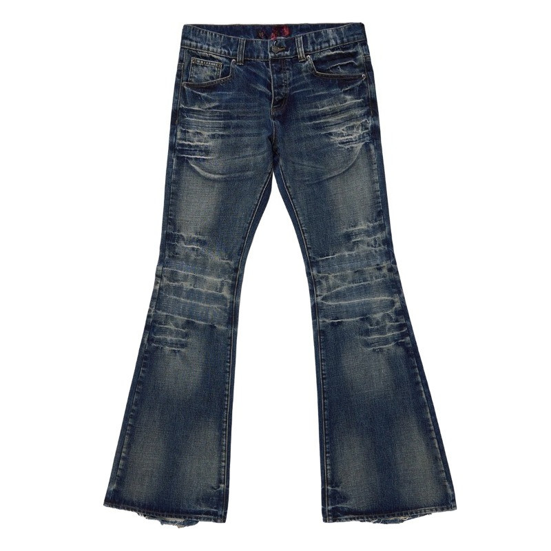 HOUZHOU Y2k Gothic Vintage Bootcut Jeans Man Women Harajuku American Retro Flared Denim Trousers