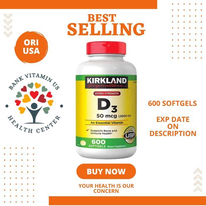 KIRKLAND Vitamin D3 - 2000iu, isi 600 Softgel