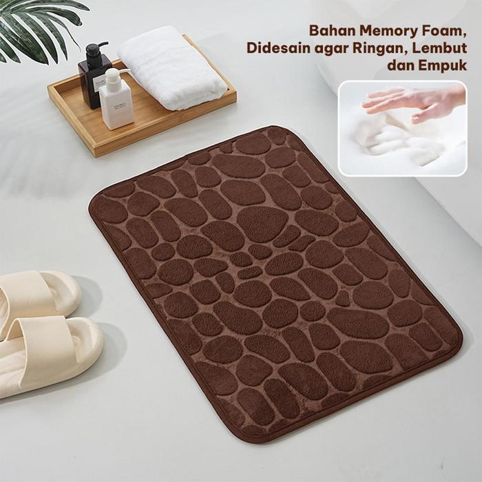 Terlaris 88 BLANKET DD-16B Keset Lantai Memori Foam Keset Lantai Motif Batu 60cmx40cm Keset Lantai