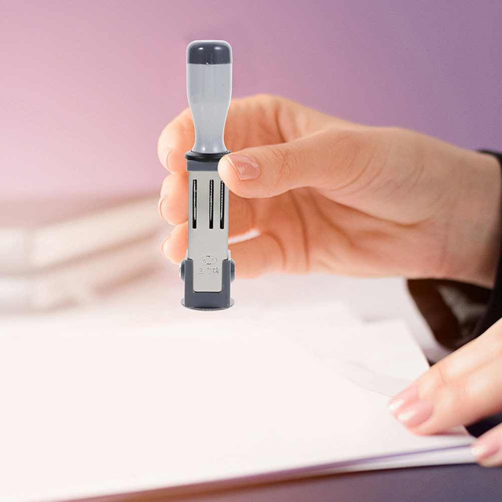 Multi-Use Date Stamp Metal PP Material Portable Handheld Date Rolling Stamp for Office Paper Craft
