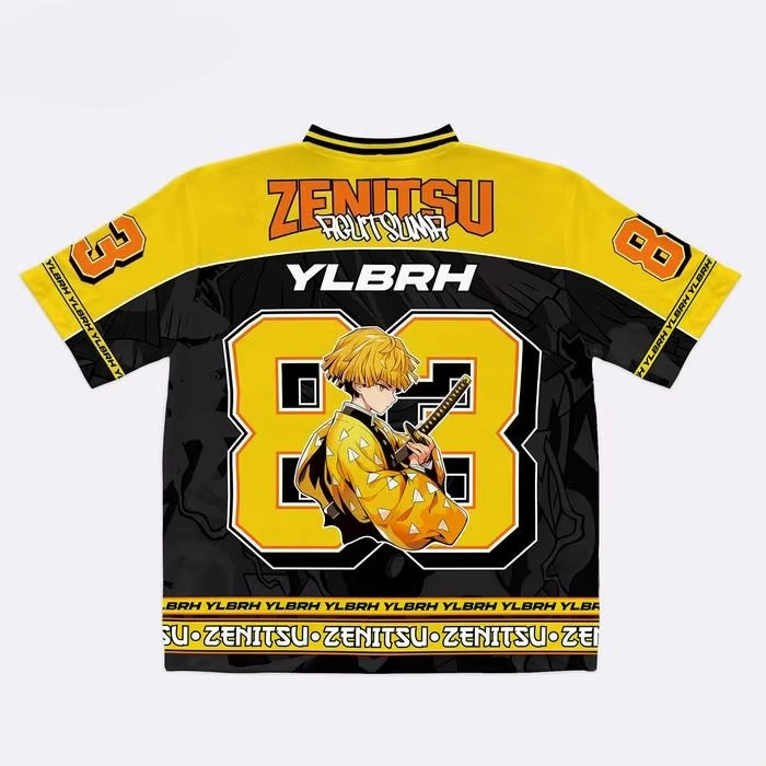 Number 83 Demon Slayer Zenitsu Agatsuma Anime Series Jersey Oversize Kpop Baseball Hockey Outfit