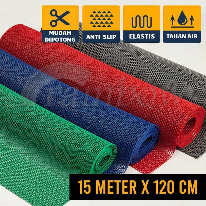 Keset Karpet Karet PVC Anti Slip Rol - Keset Jaring 1 Roll 15 mtr