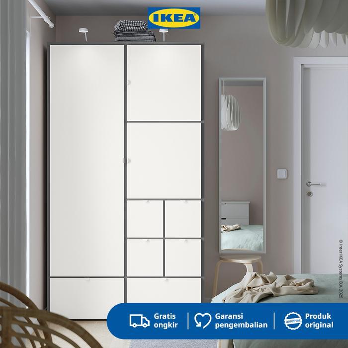 IKEA VISTHUS Lemari Pakaian Minimalis Putih / Abu-abu 122x59x216 cm  Furniture