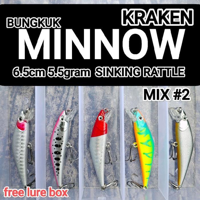 Ready Paket Umpan Pancing Minnow Bungkuk Replika Kraken 65S Lure