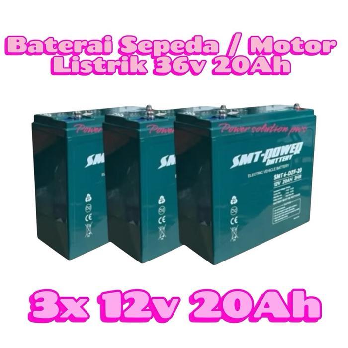 Promo Baterai Sepeda Motor Listrik Selis U-Winfly 36V 20Ah ( 3Pcs 12V 20Ah / 3X 6-Dzf-20 ) Merk Smt