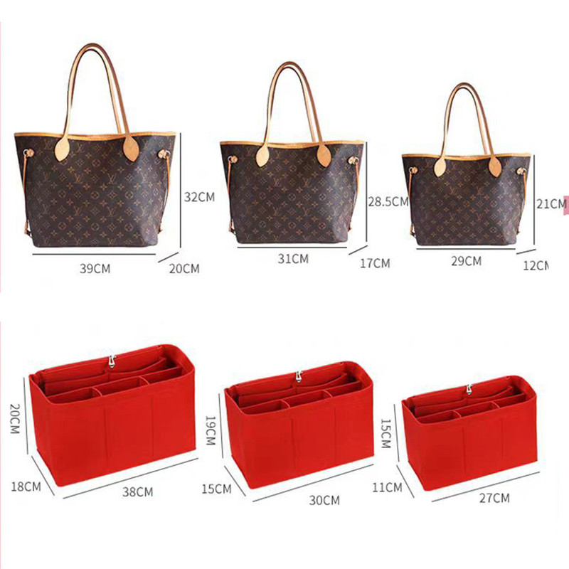 Felt Purse Organizer Insert For LV Neverfull MM GM PM Bag Shaper Liner Bag In Bag Organizer With
