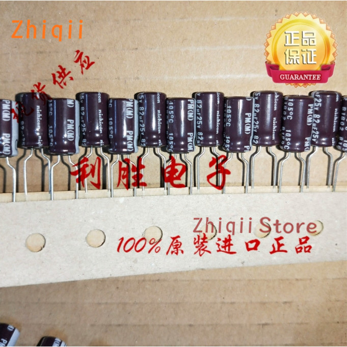 50pcs/100pcs Original new 82UF 25V Japanese Nichicon electrolytic capacitor 25V82UF 6*11mm PM High