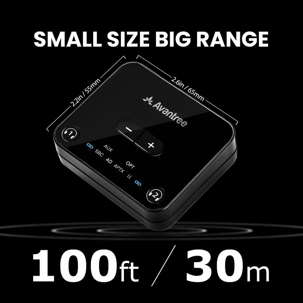 Avantree Audikast 3 Bluetooth 5.3 Transmitter for TV with Volume Control, aptX Low Latency Audio
