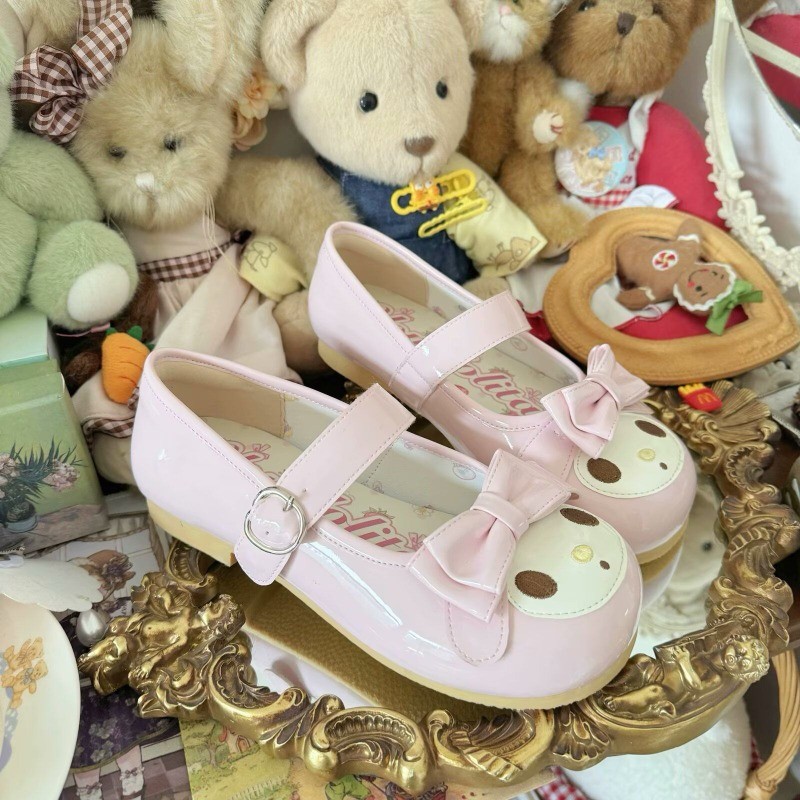 Sanrio Melody Lolita Princess Shoes Pink Kawaii Cartoon Anime Style Decoration Flat Shoes Girl