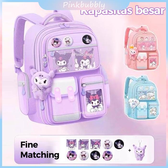 Pinkbubbly. Tas Sekolah Kuromi Anti Air / Tas Anak Tas Ransel Anak Sekolah Import / Tas Anti Air /
