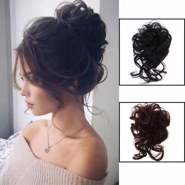 Ikat Rambut Sanggul Korea / Ikat Rambut Palsu Cepol Keriting Bun Wanita Korea / Rambut Palsu sanggul
