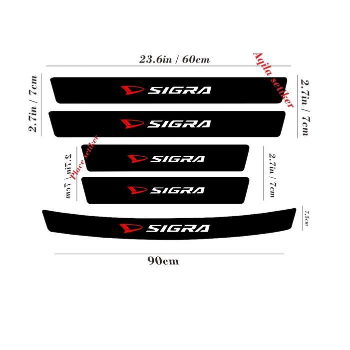 "New" Stiker Sigra Pelindung Pijakan Kaki Lantai Mobil Aksesoris Bahan Carbon 3D Stiker Sill Plate