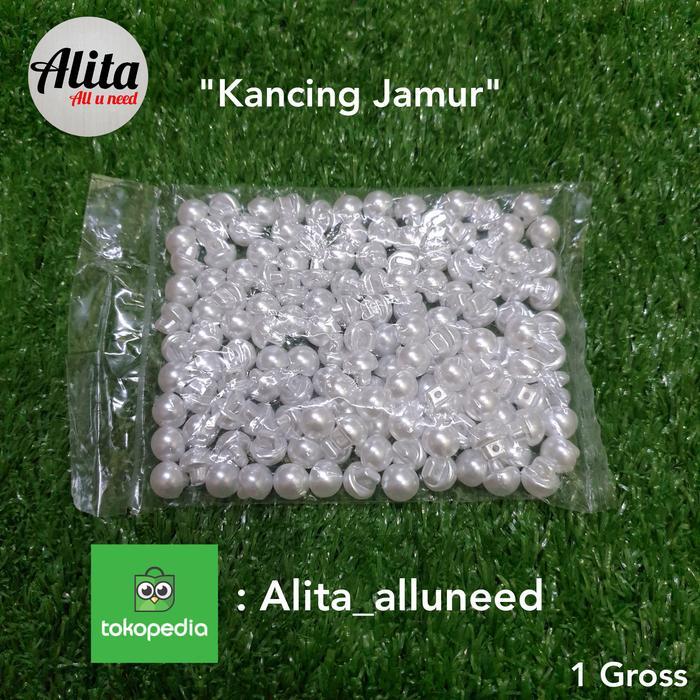 Kancing Jamur Putih Mutiara (1 Gross)