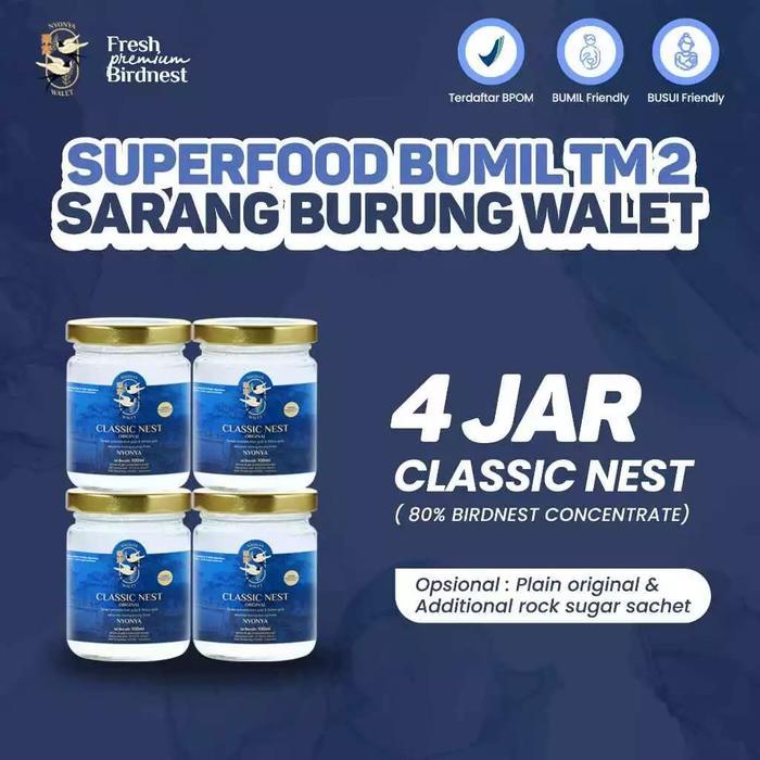 Promo Nyonya Walet - Minuman Sarang Walet - Bird Nest Drink - Classic Nest (80% Bird Nest) - Box 4