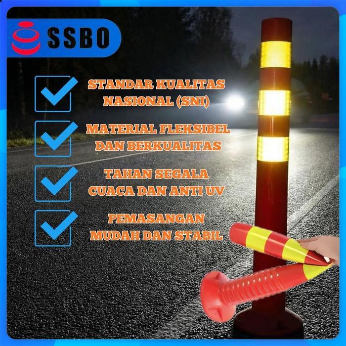 Promo Ssbo Tiang Lalu Lintas Fleksibel 70 Cm- Cone Pembatas Parkir Jalan Reflektor Kuning, Kuat &