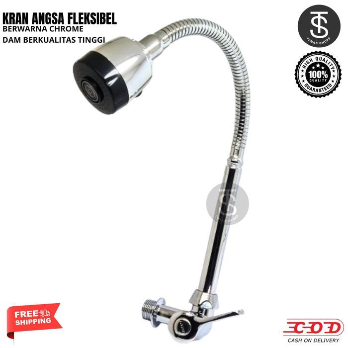 Kran Cuci Piring / Kran Angsa / Kran Leher Angsa Fleksibel / Warna Chrome Kran Wastafel / Kran Dapur